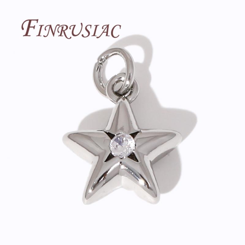 18K Goldplattierte Metall-Stern-Anhänger Zubehör Für Ohrringe, Messing mit Zirkon-Anhängern Für Armbänder DIY Schmuckherstellung Zubehör