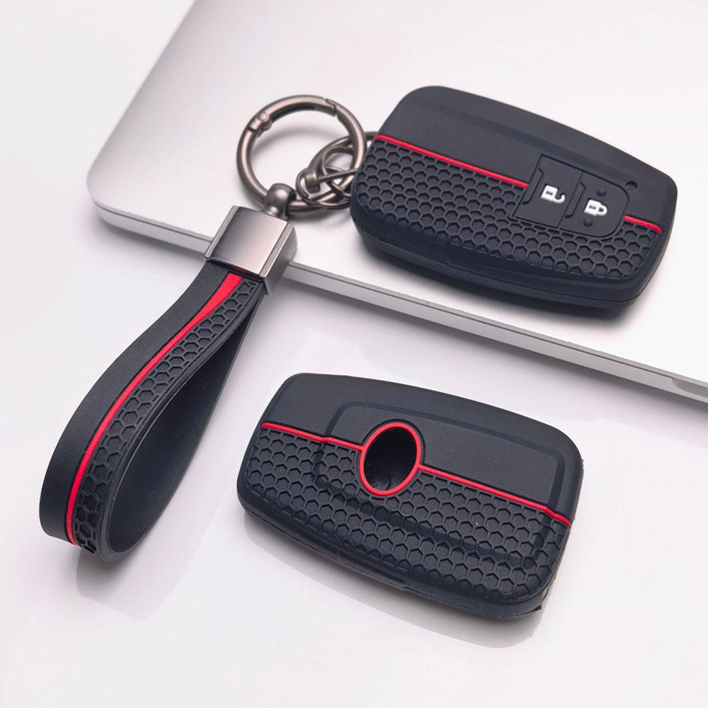 Silicone Car Key Fob Cover with Matching Keychain Compatible with Toyota Corolla Camry RAV4 Highlander Avalon, Fits Toyota Corolla Camry RAV4 Prius