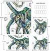 Shower Curtain Set: Green Octopus Design, 4-Piece, Waterproof, No-Drill Installation, American Style.