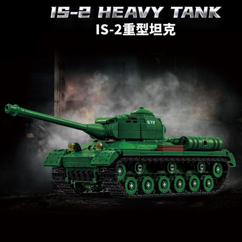 Soviet IS-2 tank military armored vehicle Tiger building block boy toy Sherman t34 gift 66072