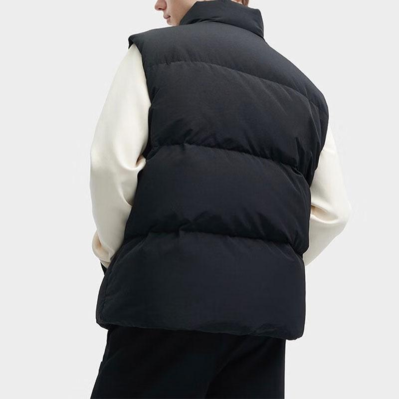 Fila Letter Logo Print Lined Loose Down Vest Unisex Vests Black F51U349903FBK