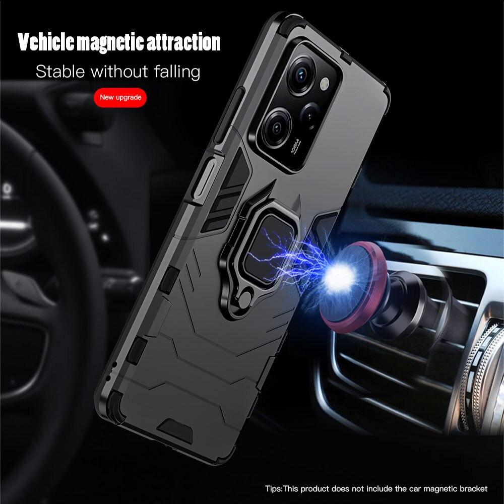 KEYSION Custodia antiurto per armatura per POCO X5 Pro 5G Custodia in silicone + anello in metallo per PC Custodia per telefono per Xiaomi POCO X5 5G