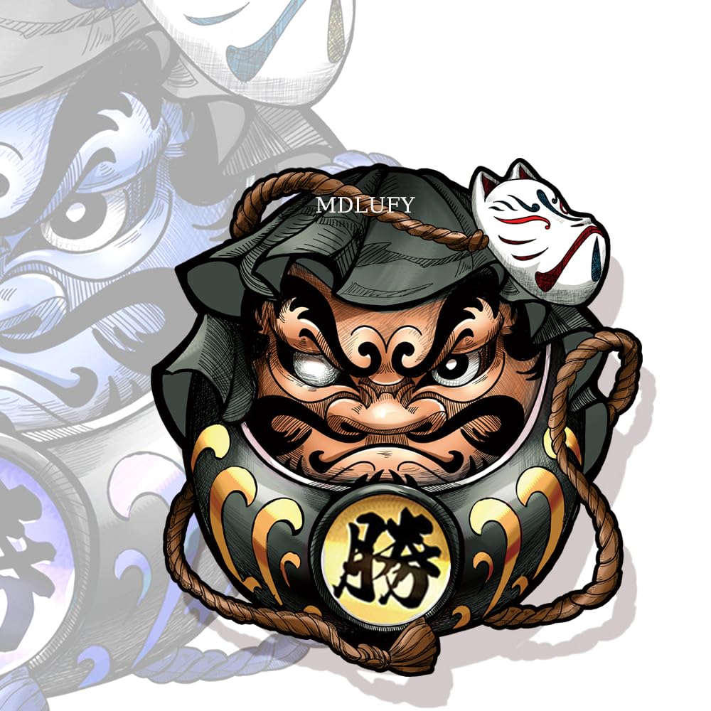 MDLUFY Car Sticker Daruma 3D Sticker Prayer Daruma Scott Sticker Bike Sticker Car Door Decoration Decal Car Window (Green-5.6"*5.9")