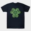 Men Black Print T-shirt Clover No-Cut Transfer Paper Print Cotton Tshirt