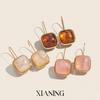 Xia Ling Dopamine Resin Geometric Fishhook Earrings - Versatile Stainless Steel Cute Earrings for Women