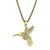 Hollow Hummingbird Imitation Abalone Shell Pendant Necklaces for Women Men Stainless Steel Gold Silver Color Bird Chain Jewelry