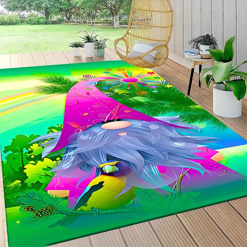 1Pc Christmas Gnome Parade Carpet Rug Soft Washable Antislip Home Living Room Sofa Mats Personalized Christmas Rug