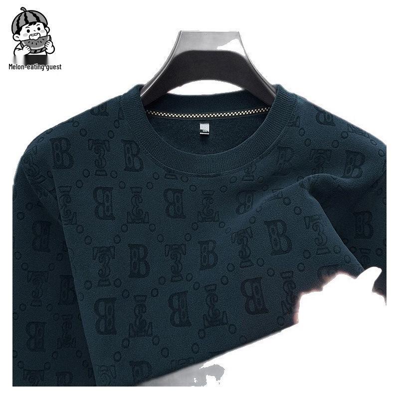 Men's Thick Warm Fleece Hoodie for All Ages, Stretchy Plain Jacquard Lining, Round Neck Australian Fleece Top