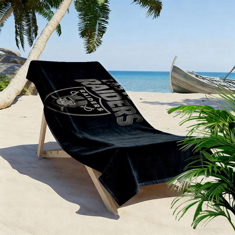 Ręcznik plażowy z nadrukiem Las Vegas Raiders, Duży miękki szybkoschnący ręcznik na plażę, kemping, basen