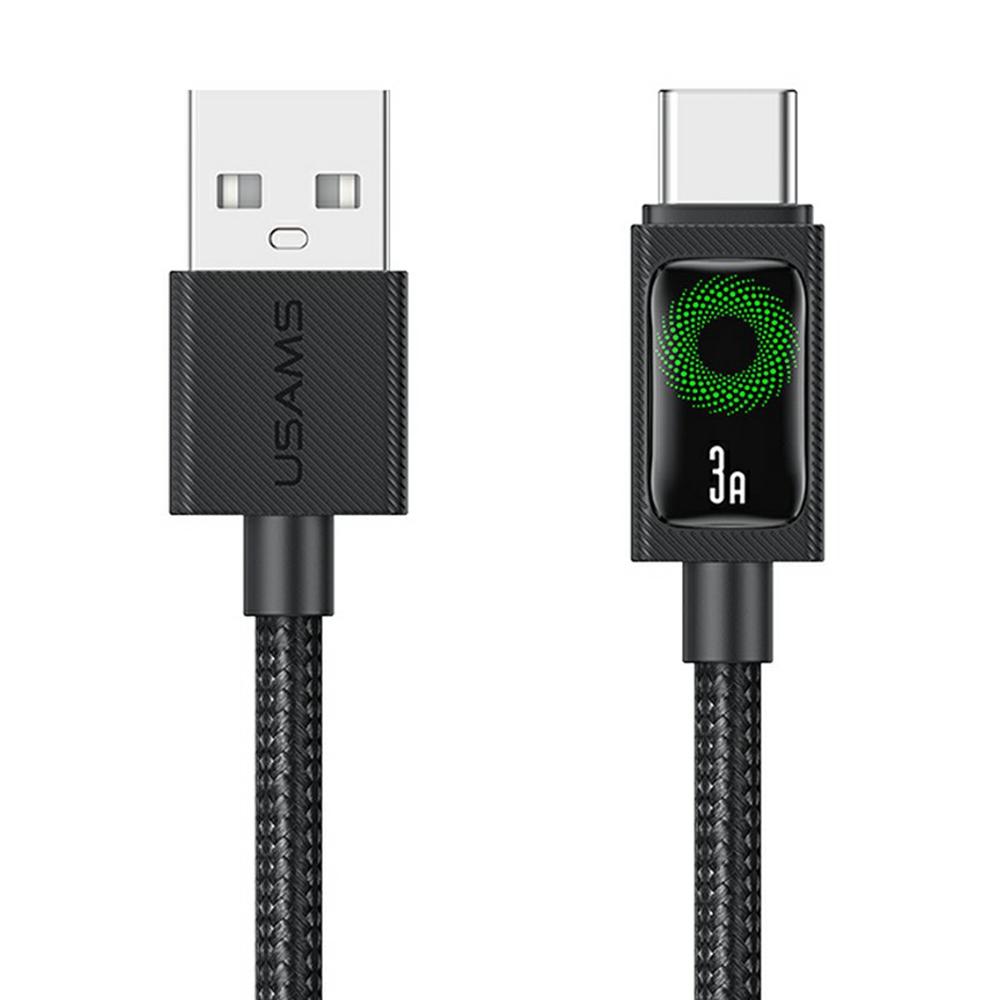 USAMS SJ772 U92 1.2m Type-C Cable 18W Fast Charging USB-A to USB-C Data Transfer Cord with LED Light