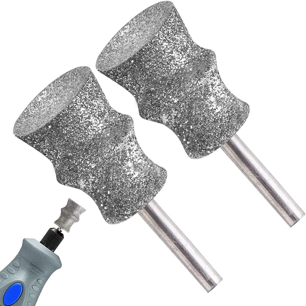Diamond Dremel Dog Nail Grinder Bits for Rotary Tool-1/8'' Dremel Dog Nail Grinder Attachment-Pet Nail Grinder Bit Work for Animals Nail Care 2-Pack