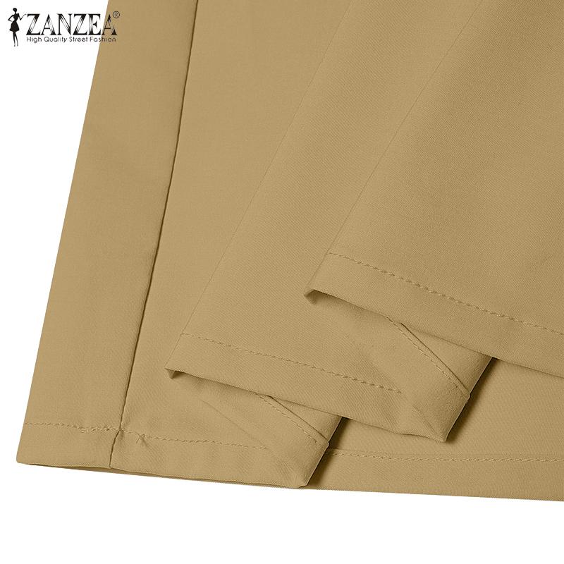 ZANZEA Γυναικείες Καθημερινές Φόρμες με Λαιμόκοψη V, Άνετη Γραμμή, Μακρύ Μανίκι, Φαρδύ Πόδι