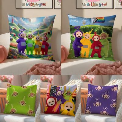 Barnens Söta Sällskap Teletubbies-Ett Kuddfodral Komfort Soffa Säng Silkeslen elegant Dold dragkedja Dekorativt kuddfodral