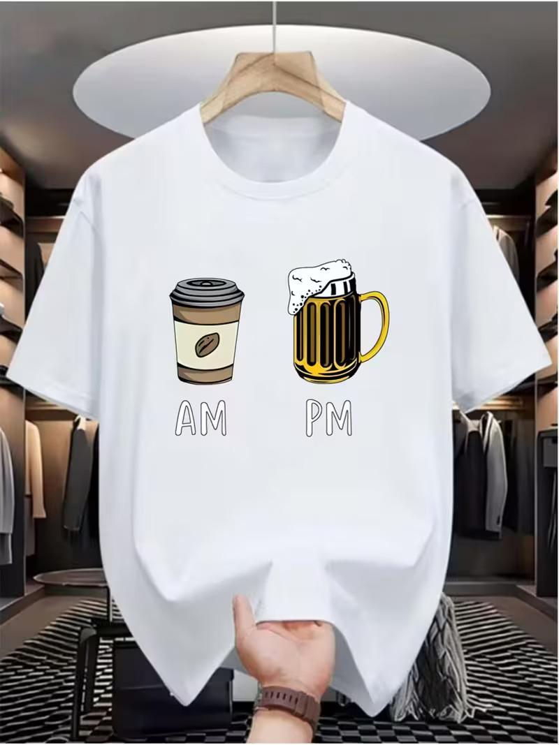 

Men s Coffee & Beer Mug Graphic Tee Casual Summer Crew Neck Short Sleeve T-Shirt 5XL різнокольоровий