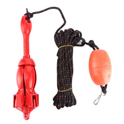Kit Ancore Pieghevoli 3.5lb1.5kg Rosso Universale Acciaio Inossidabile Grappino per Barca Yacht Kayak Canoe