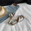 New Summer Sandals Women's Beach Shoes Bow Slippers Women's Summer Wear Silver Thick Heels