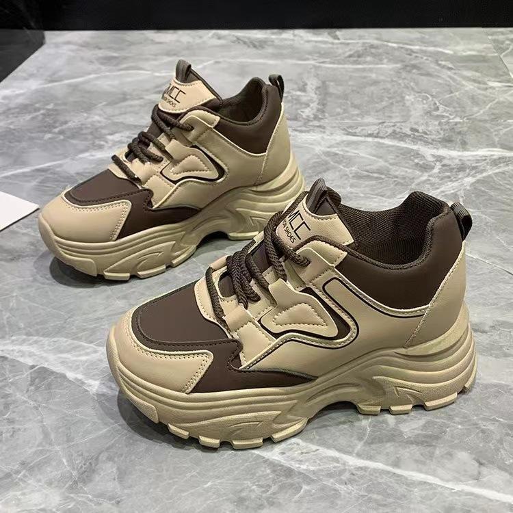 Height Increasing Insole Dad Shoes Women's Spring and Autumn New Bai Match Platform Dad Shoes Dad Shoes Student Casual Shoes Women