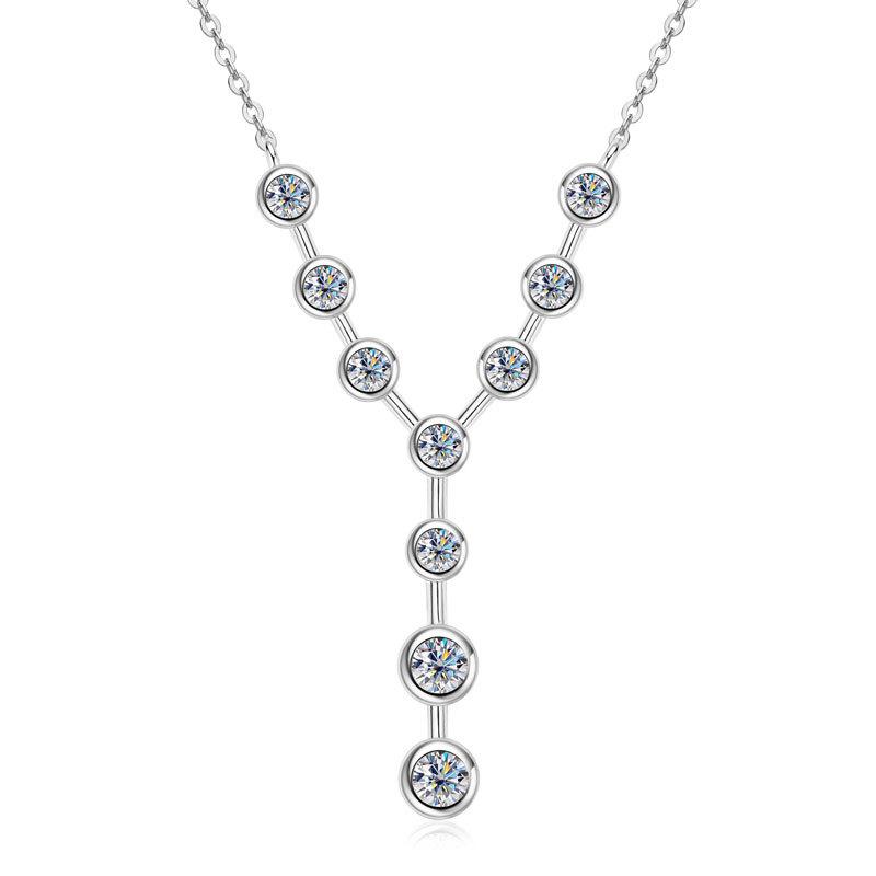 

Silvere Glam Новый продукт: Y-образная подвеска с муассанитом, с легким роскошным и нишевым дизайном, цепочка на ключицу из чистого серебра 925 пробы 2.4 carats белый