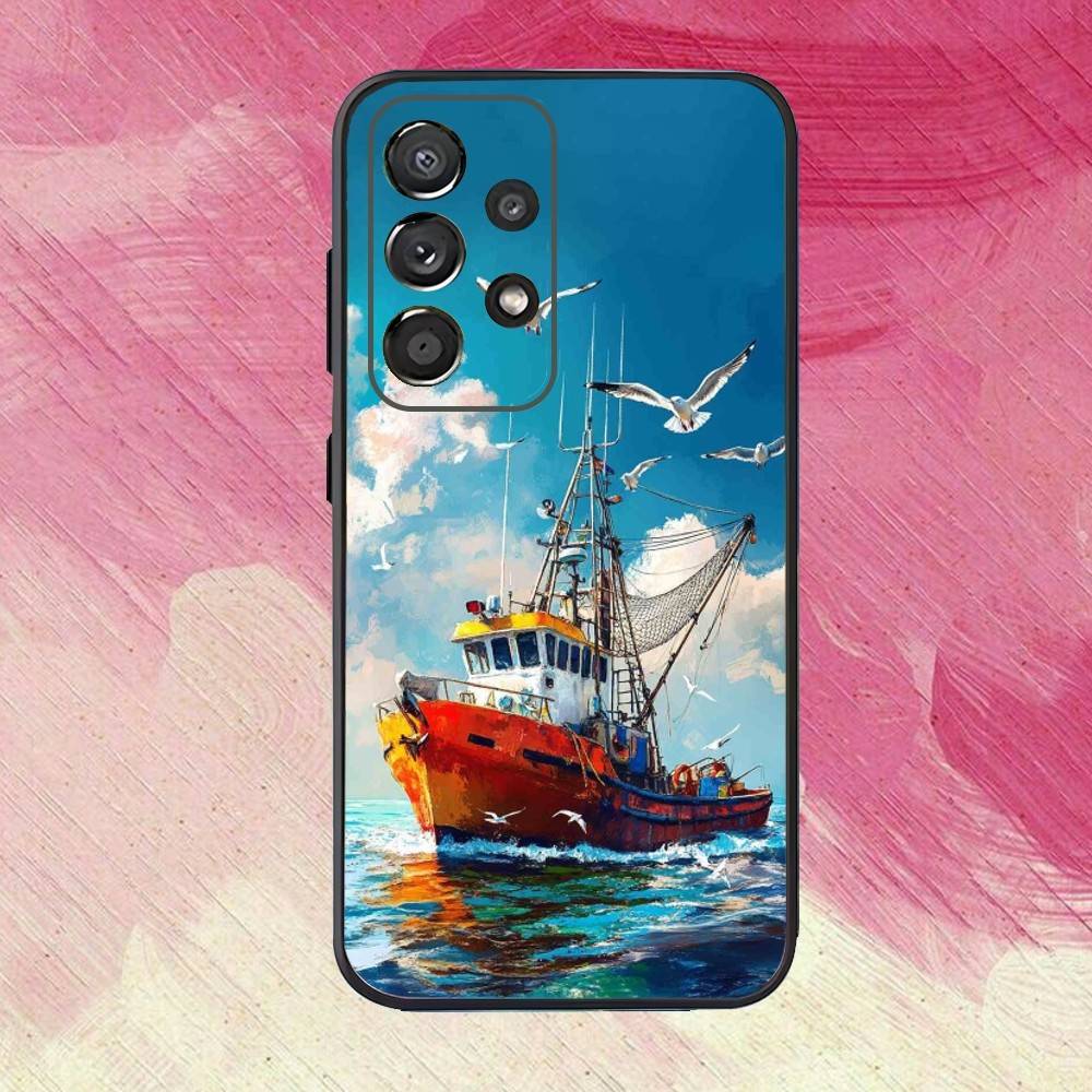 Segelboot S-Schiff Handyhülle Für Samsung S25,S24,S21,S22,S23,S30,Ultra,S20,Plus,Fe,Lite,Note,10,9,5G Schwarzes Cover