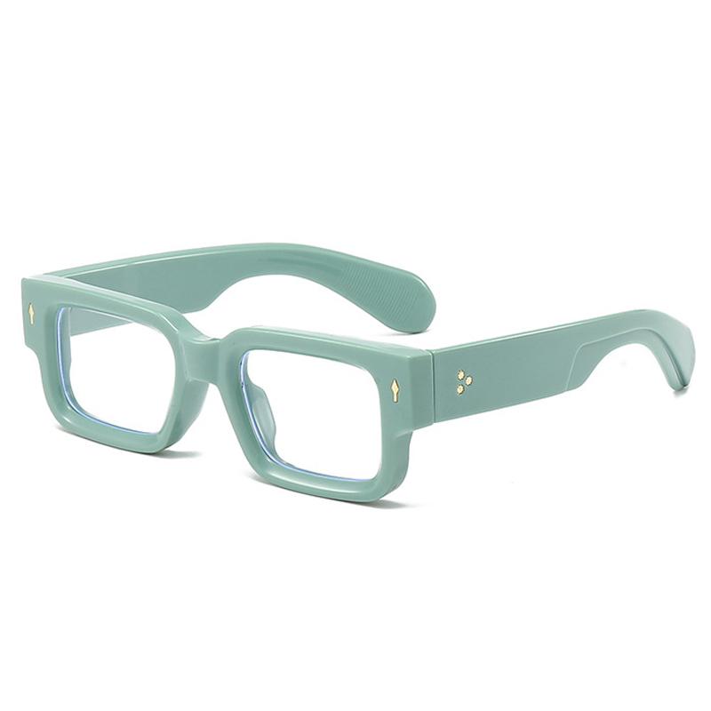 SHAUNA Square Women Wide Legs Glasses Frame Clear Anti-Blue Light Eyewear Optical Men Retro Rivets Decoration Frame