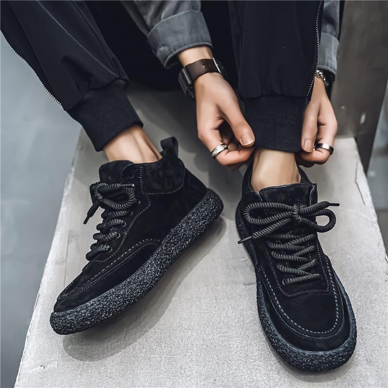 Brand Vintage Men's Flats Suede Leather Casual Shoes Lace-up Comfortable Driving Mocassin Men Oxfords Shoes zapatos para hombres