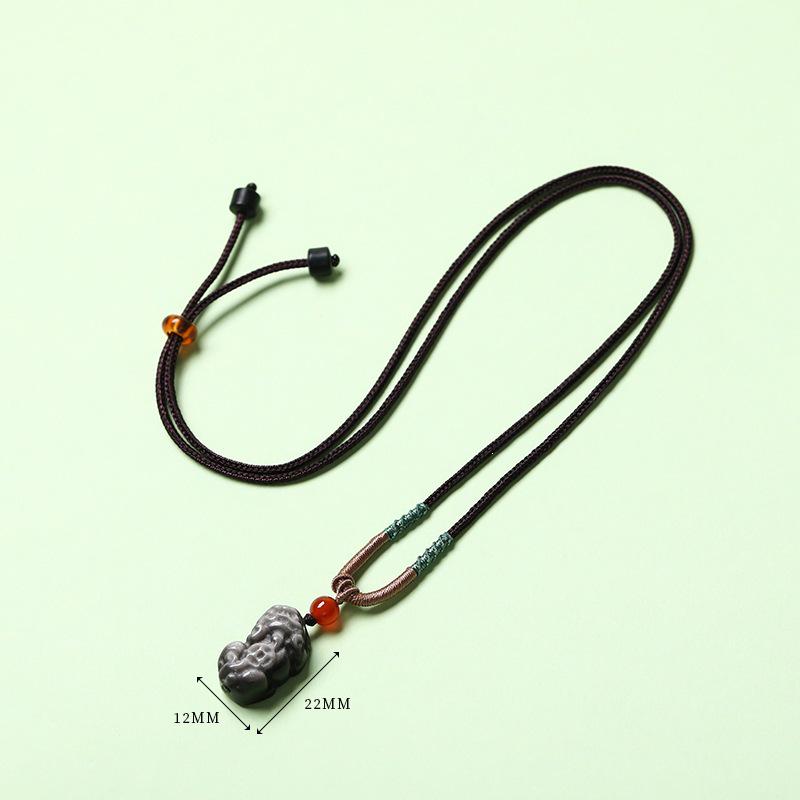 Elegant Natural White Agate Pendant Necklace with Wire Wrap, Fine Cord, Hanfu Inspired, New Chinese Style