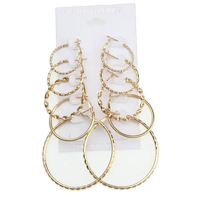 European and American Fashion Exaggerated Simple Large & Small Circle 5-Piece Earring Set