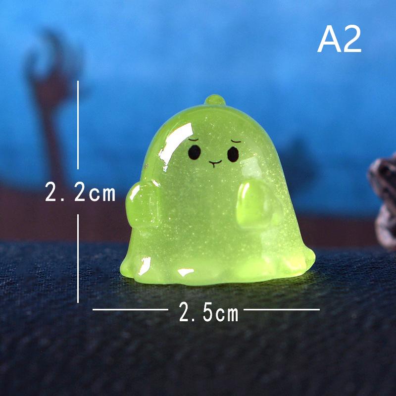 Figurine Luminous Miniature Funny Ghost Pig Rabbit Animals Micro Landscape Ornaments For Halloween Decorations Home Desk Decor