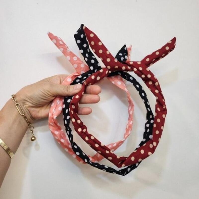 Retro wire polka dot headband