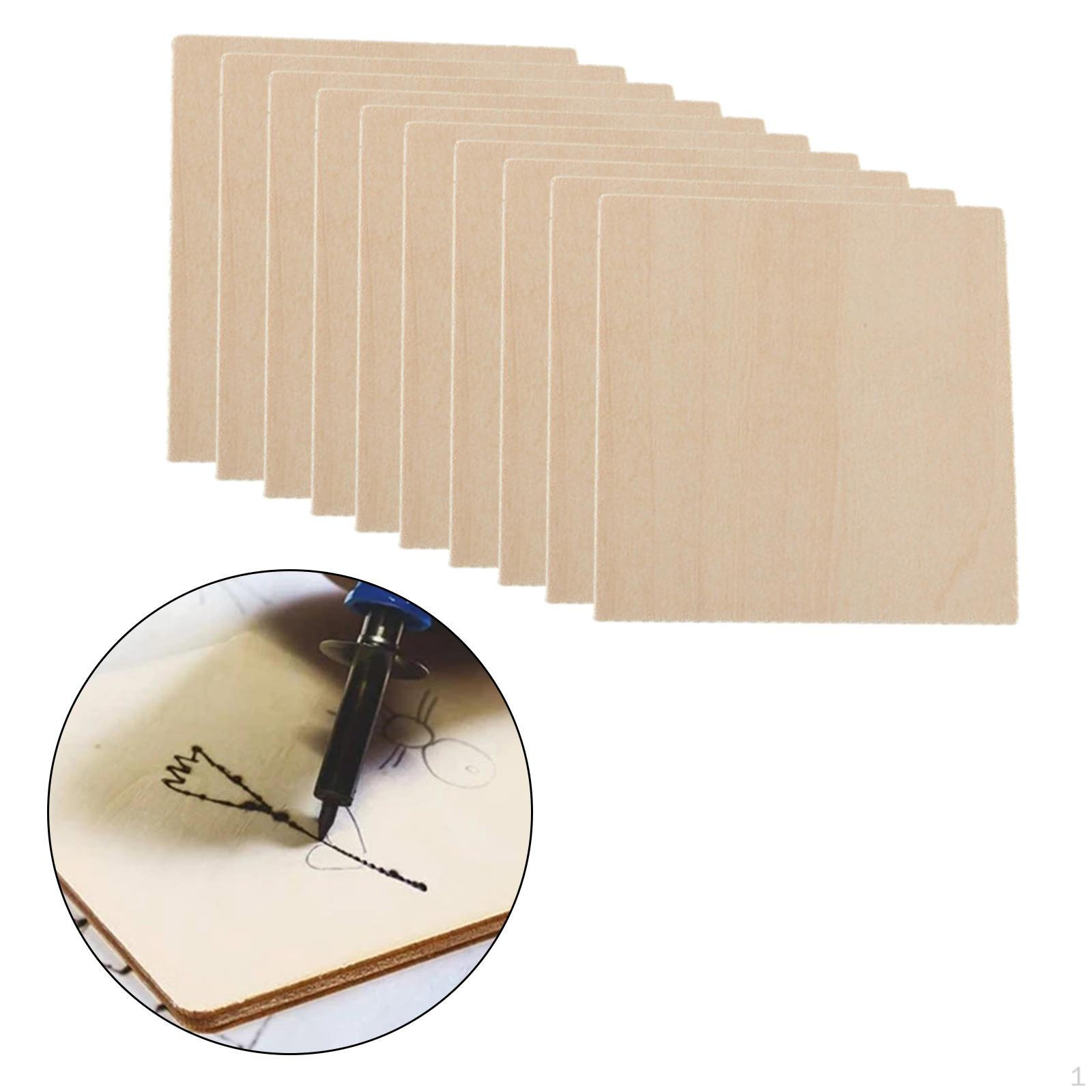 

10 Pieces Unfinished Wood Slices Craft Sheets Blank for Gift Square