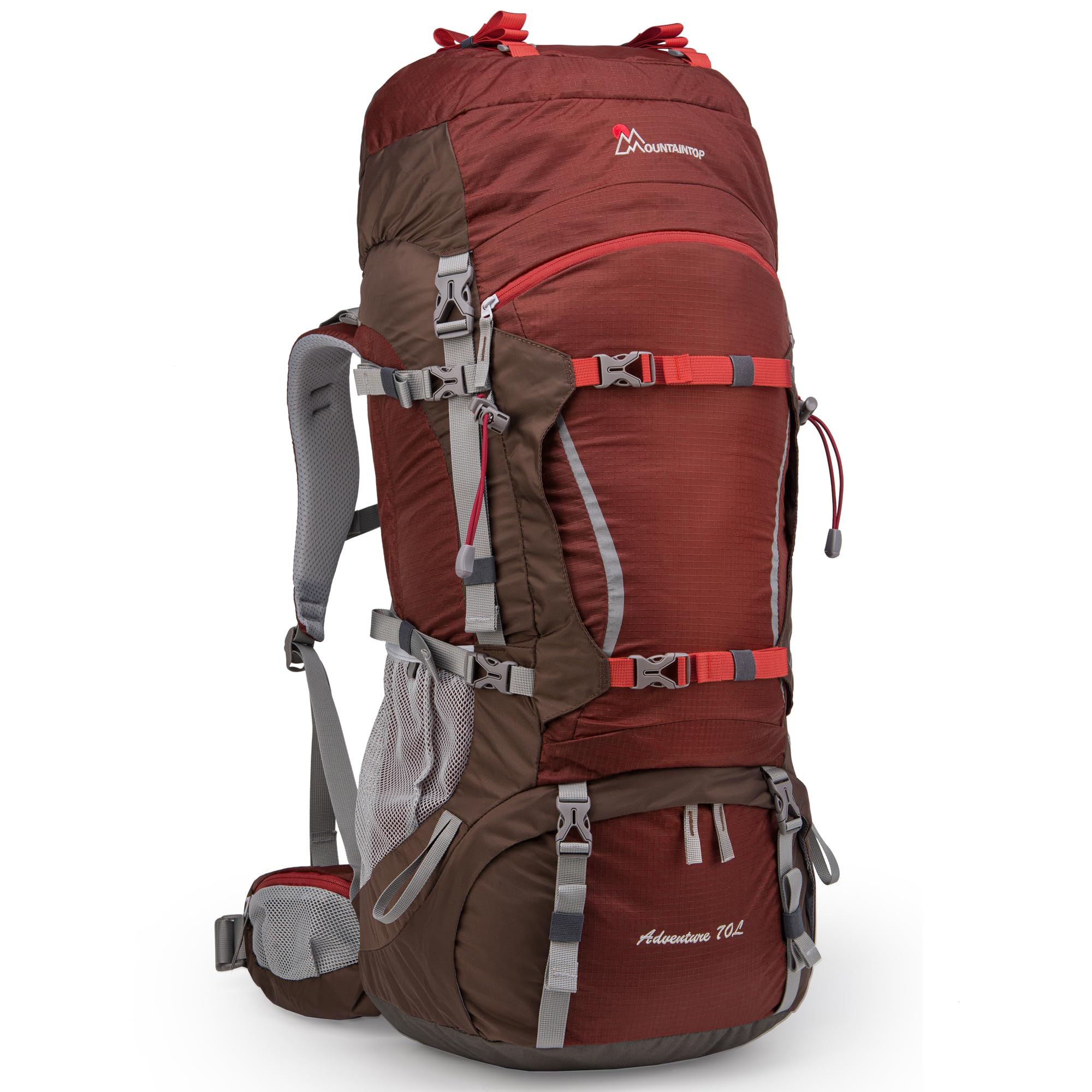 [MOUNTAINTOP] 70L Hiking Backpack, Large Capacity, Camping, YKK Zipper, Waterproof Backpack, Outdoor, Emergency Backpack, Lightweight, Rain Cover