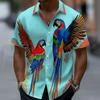 Men's Parrot Bird 3D Print Hawaiian Shirt Tropical Aloha Shirt Short Sleeve Button Up Turndown Shirt for Summer Beach Wear