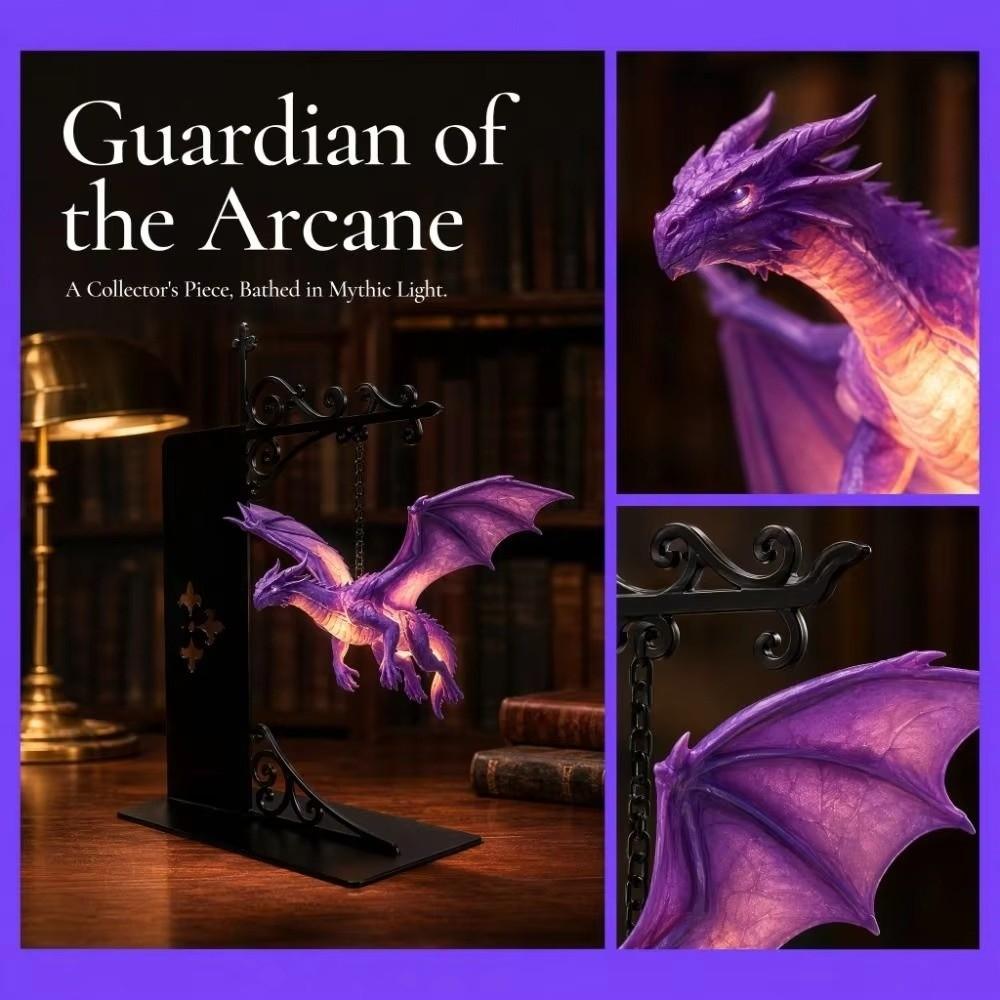 Metal Library Lantern Purple Flying Dragon Bookshelf Lights  for Home Room Decor