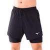 Mizuno Mens Comfortable Double-Layer Beach Swim Shorts Men Swimwear Black N2CB3116