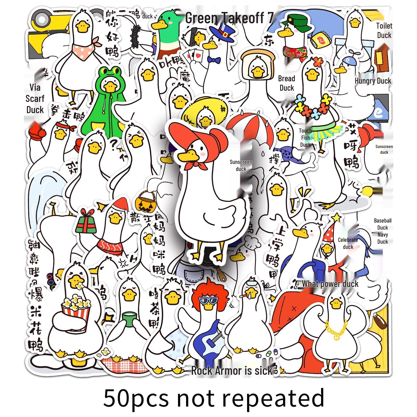 50 Cute Meme Duck Stickers: Hand-Painted, Emoji Designs, Waterproof for Notebooks