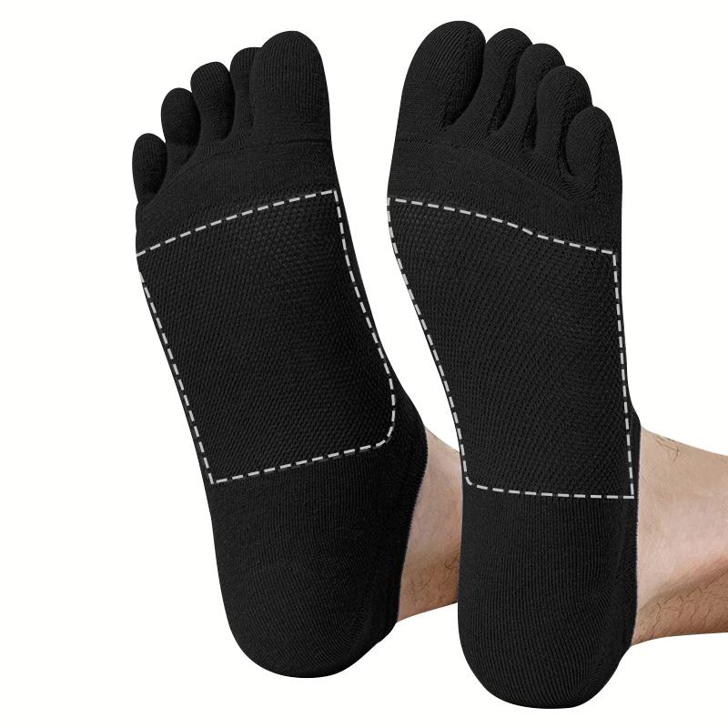 3 Paia Calzini da Uomo a Cinque Dita Colore Unito Elastico Resistenti Traspiranti Rete Calzini alla Caviglia Casual Sportivi Calzini Invisibili per Dita Estate