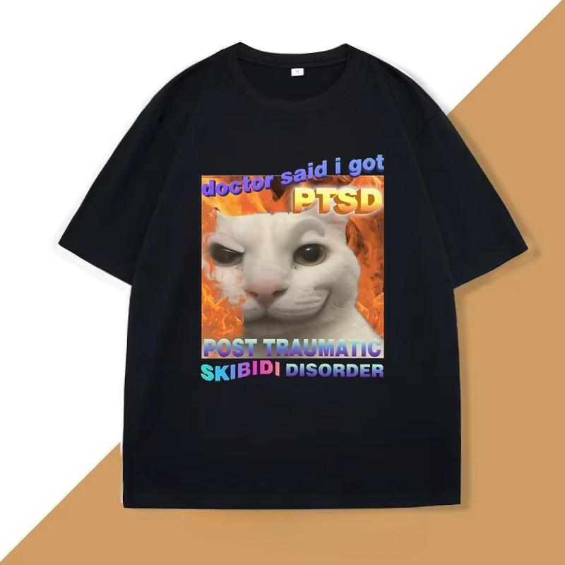 Skibidi Disorder Funny Cat Meme T Shirt Women Unisex Silly Cats Tshirt Ugly Stupid Tshirt Gifts for Cat Lovers Streetwear Clothes