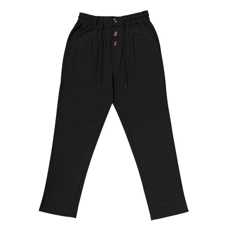 2026 Men's Casual Breathable Cotton Linen Trousers - Solid Color, Four Seasons Straight, Loose Fit Sweatpants