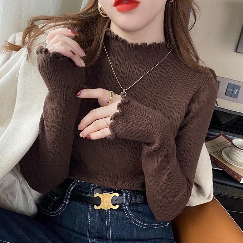 Half Turtleneck Sweater Women's Spring and Autumn Bottoming Shirt with Autumn and Winter New Slim-fit Top