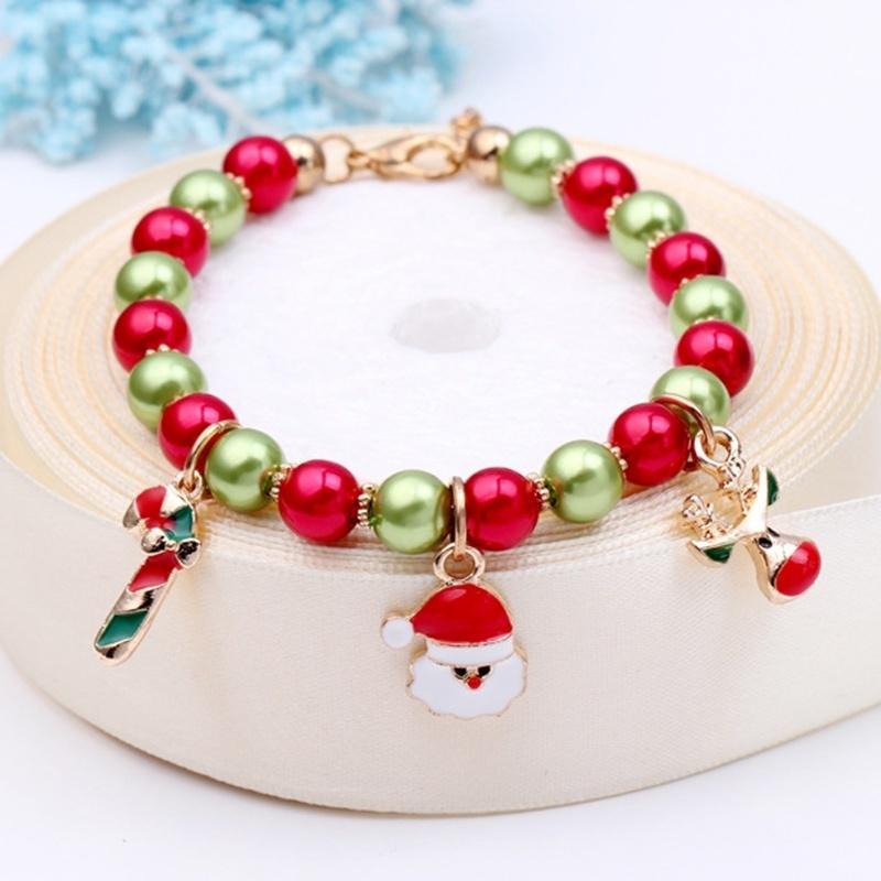 Christmas Natural Stones Colorful Simulated- Beads Charm Bracelets Elastics Rope Bracelets & Bangles