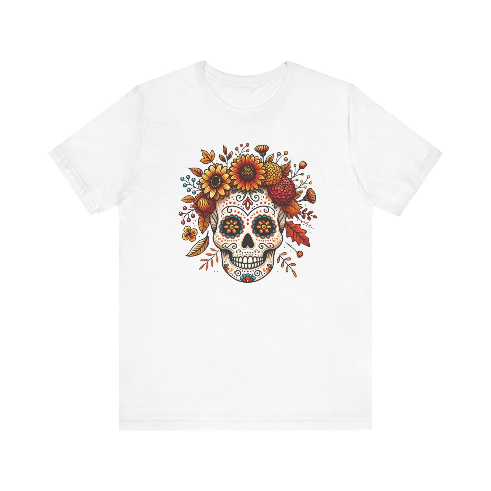 Sugar Skull Flower Crown Halloween Shirt Day of the Dead Dia De Los Muertos S