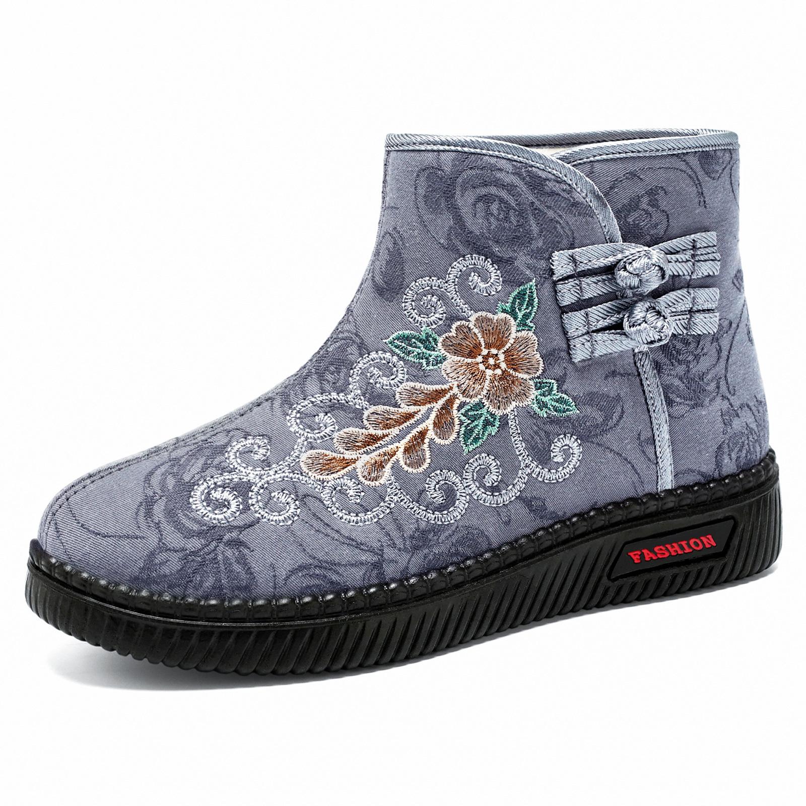 

Ethnic Style Snow Boots for Women,Embroidered Tall Fleece Lined Winter Boots 41
