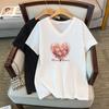 Women's Plus Size Loose Mid-Length Short-Sleeve Slimming T-Shirt (200/300/350 Jin)