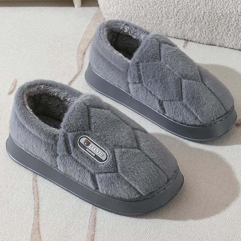 Fashion Big Size 50 51 Winter Slippers Women Men Thick Sole Indoor Home Warm Couples Shoes Non-Slip Flat Platform pantuflas mujer