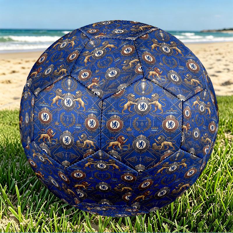 Chelsea Football Club Print Size 5 Soccer Ball, PU Wear Resistant Football for Match Training and Daily Practice, Birthday Gift for Soccer Fans