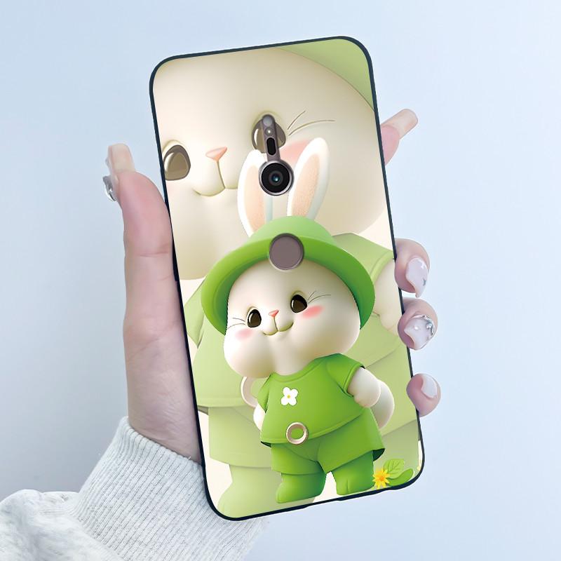 Case For sony Xperia XZ2 XZ3 Black Silicone Soft TPU Phone Case sony XZ2 XZ3 Luxury Cute Love Rabbit Funny Protective Back Cover