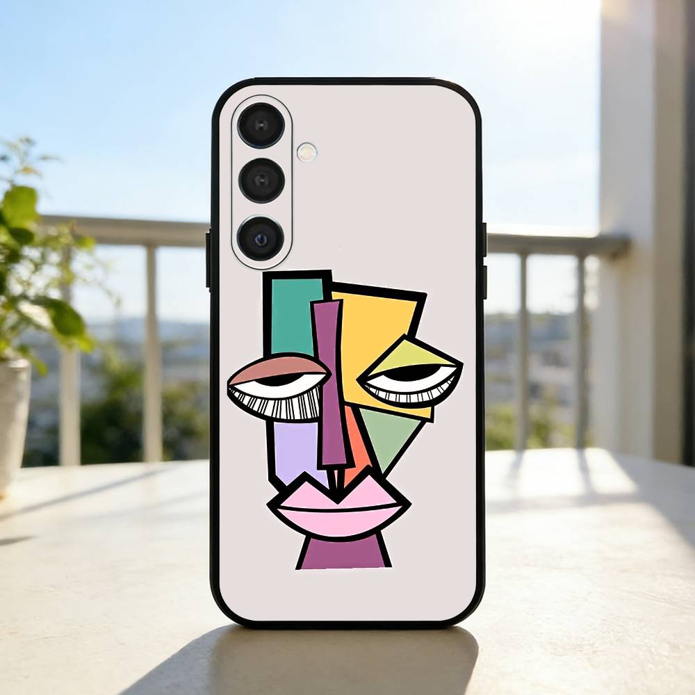 P-Picasso Abstract Art Painting Phone Case For Samsung A73,A21s,A22,A31,A32,A52,A53,A71,A80,Soft Black Shell