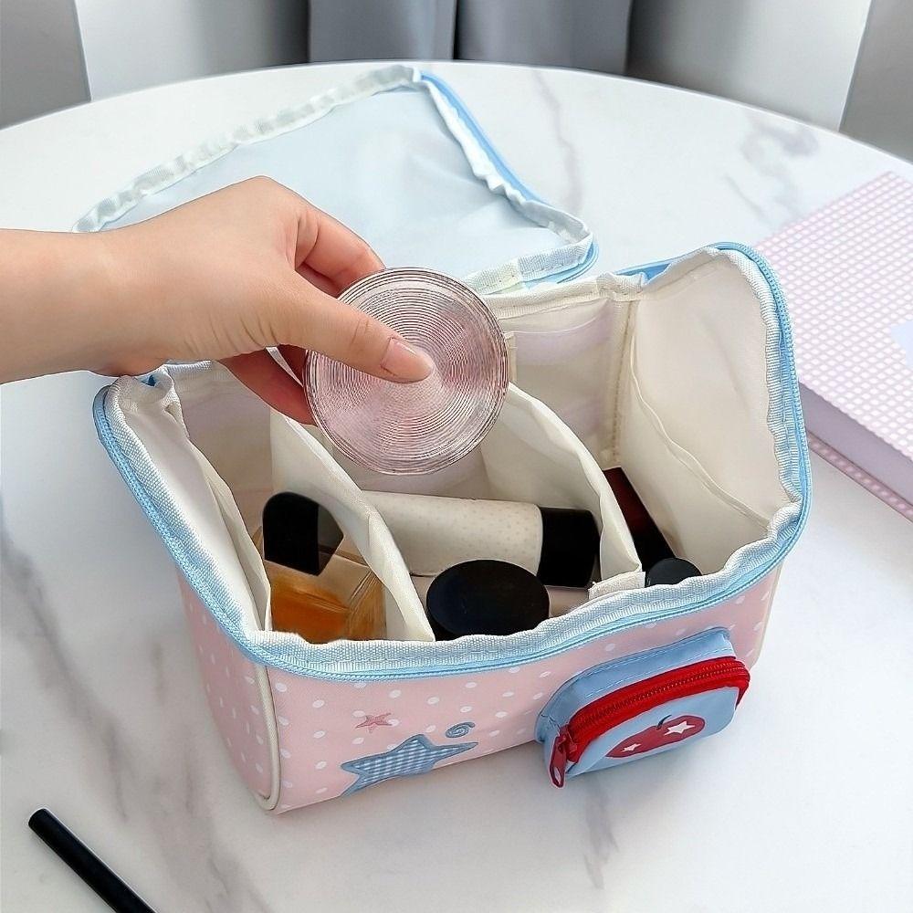Cloth Toiletry Bag House Shape Fruits Cake Star Dots Cosmetic Storage Bag Handheld Storage Makeup Pouch Bathroom