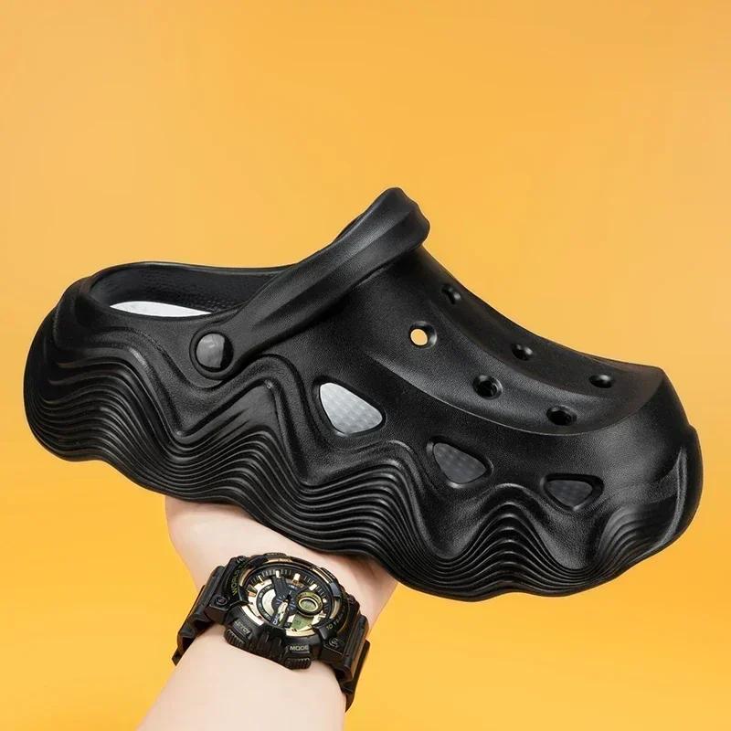 

Thick Bottom Sandals Men Women Black White Slippers Outdoor Fashion Pearl Luxurious Diamond DIY Garden Sandals Clogs Water Shoes 44-45 білий