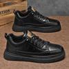 New Men's High-Top Breathable Non-Slip Black Leather Sneakers: Versatile for Spring